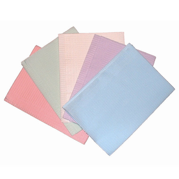 iSmile VP Bib: 2ply (Tissue / Poly) Lap Cloths 13" x 18" CHOOSE 100 pcs or 500 pcs/case. COLORS: Blue, Green or Lavender