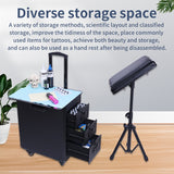 Tattoo Workstation Travel Case Perfect for Conventions and Guest Spot. 3 Storage Drawers, Armrest, Workstation, Rolling Suitcase.
